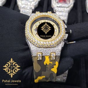 นาฬิกาข้อมือผู้ชาย Pahal Jewels Luxe ขนาด 45 มม. ตัวเรือนสแตนเลสสตีล ประดับโมอิสซาไนต์ ระบบควอตซ์ สายแซฟไฟร์คริสตัล พร้อมฟังก์ชั่นวันที่อัตโนมัติ - Product Image 2