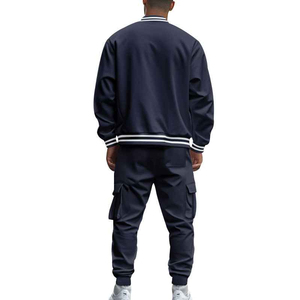 Ensemble de veste bomber décontractée en coton tricoté pour homme, couleur unie, tenue d'hiver, col montant, survêtement respirant, service OEM - Product Image 5