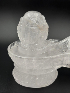 Hand Carved Natural Clear Quartz Panchmukhi Shivling | Five Face Shiva Lingam Crystal <b>Statue</b> | Hindu Spiritual Feng Shui Decor - Product Image 2