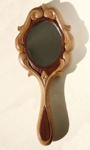 Espejo de mano de madera hecho a mano con mango ergonómico, espejo de maquillaje portátil para salón de belleza, barbería y uso personal - Product Image 3