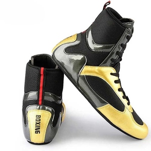 Zapatos de Boxeo Personalizados OEM para Hombre, de Caña Alta, Ligeros, Transpirables, en Dorado y Negro, Botas de Boxeo Profesionales, Zapatos de Lucha Libre - Product Image 5