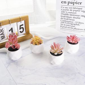Succulente Artificiali Rosa in Vasi di Ceramica, Piccolo Arrangiamento di Piante Finte per Decorazione Casa o Ufficio, Decorazione Scrivania per Donne - Product Image 3
