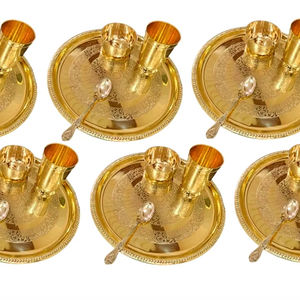 Juego de Vajilla de Lujo Art Deco de Latón URE, Paquete de 6 Piezas para Celebraciones de Diwali - Product Image 1