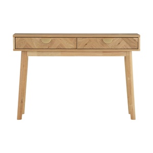 Mesa de Estudio Moderna Minimalista de Madera Maciza con 2 Cajones con Tiradores Dorados para Pasillo, Sala de Estar y Dormitorio - Product Image 2