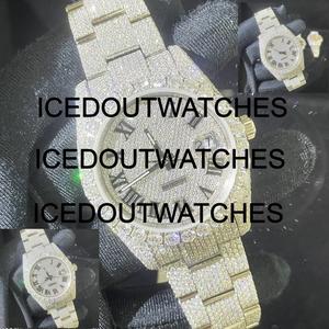 Luxury VVS Moissanite Stainless Steel Glass Round Case 10 Bar Water Resistant Ice Hip-hop <b>Watch</b> <b>Set</b> Bracelet Clasp India - Product Image 2