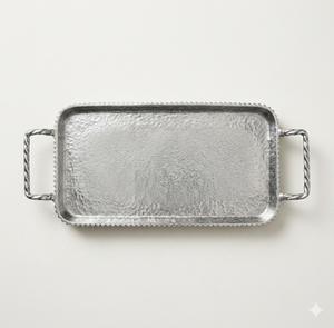 Bandejas de Servir de Metal Rústico Martillado al por Mayor con Asas, Estilo Vintage, Rectangulares, de Aluminio, Juego de 2 Utensilios Decorativos de Cocina - Product Image 6