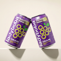 Lady Boba Bursting Popping Flavored Boba Sprankelende Thee met Zakjes 310ml Geblikte Perzik Druif Fruitdrank