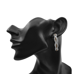 2.41 Cttw Round Cut White & Brown Natural Diamond <b>Drop</b> Dangle Earrings for Women in 925 Sterling Silver, Screw <b>Back</b>, Prong - Product Image 3
