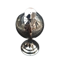 Globo Terráqueo Giratorio de Aluminio con Acabado Plateado Hecho a Mano por WB INC INDIAN, Diseño Contemporáneo Grabado, Globo Terráqueo Personalizado en Color