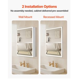 Mobile da Bagno 24x32 con Armadietto a Muro Incassato, Luci LED Dimmerabili a 3 Colori e Specchio - Product Image 5