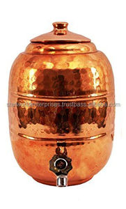 Pichet à eau ayurvédique de 5 litres en cuivre pur Matka avec couvercle et paille pour la maison et l'hôtel directement de l'Inde - Product Image 5