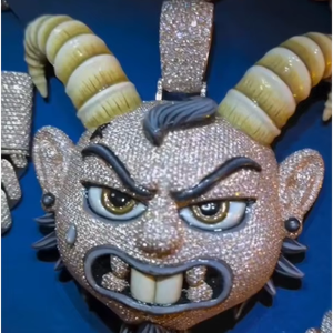 Collar con Colgante de Cabra Demonio Helado CONCEPTION, Cadena Cubana Hip Hop, Plata de Ley 925, Chapado en Oro de 18K, Moissanita, Joyería Personalizada - Product Image 1