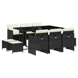 Conjunto de Comedor de Jardín de Mimbre Sintético Negro Resistente a los Rayos UV para Uso en Exteriores - Product Image 2