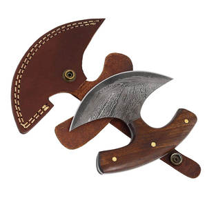 Cuchillo Ulu de Acero de Damasco Hecho a Mano Personalizado, Cuchilla para Pizza con Mango de Madera Premium y Funda de Cuero Genuino - Product Image 1