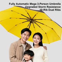 Parapluie pliant automatique personnalisé avec logo, 125 cm, double nervure, en pongé enduit noir, idéal pour les voyages en famille et les cadeaux d'entreprise