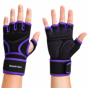 Hot Selling Anti Slip Palm Protector Fingerless Neoprene Gloves Black Color Gym Crossfit Bodybuilding Unisex Heavy Deadlifts - Product Image 3