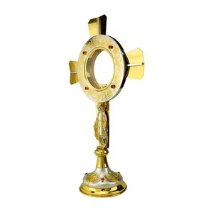 Espejo monstrario de latón pequeño, nuevo, con detalles, decorativo para mesa, para uso en bodas y iglesias católicas. - Product Image 5