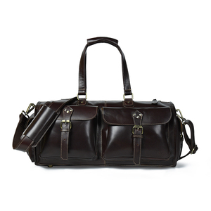 Bolsa de viaje vintage grande de cuero genuino Crazy Horse con cierre de cremallera a precio competitivo - Product Image 1