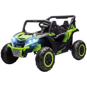 Auto Elettrica Verde 24V 7AH a 2 Posti, 4MPH UTV con 4 Ammortizzatori, Musica, Clacson e Luci LED per Bambini da 3-8 Anni - Product Image 1