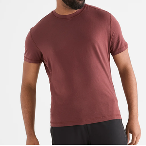 T-shirt vert uni à manches courtes et col rond pour homme, coupe classique, décontracté, 100 % coton, respirant, séchage rapide, écologique, devant uni - Product Image 4