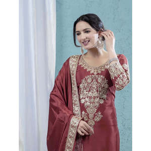 Handmade Beautiful Satin Satin <b>Top</b> and Fancy Dupatta <b>Party</b> Wear with Natural Waistline - Product Image 3