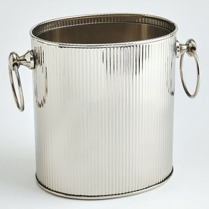 Seau à glace classique en acier inoxydable avec poignées annulaires, bac à glace rond argenté pour bouteilles de vin et présentation de boissons - Product Image 3