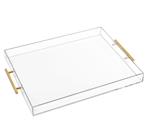Contemporary Acrylic Display Serving Tray For Tea <b>Coffee</b> Breakfast Trending Clear Lucite Tray For Cosmetics & <b>Coffee</b> <b>table</b> decor - Product Image 5