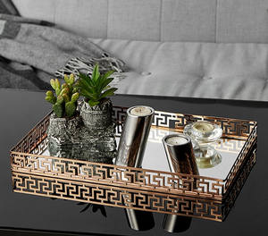 Meilleur plateau de service rectangulaire en métal doré, plateau décoratif pour le petit-déjeuner, le café et le thé, vaisselle haut de gamme pour les collations et la maison - Product Image 2