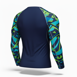 Custom Sublimated Jiu Jitsu Rash guard Long Sleeve MMA BJJ <b>Compression</b> <b>Shirt</b> with Surf Logo Wholesale for Men - Product Image 2