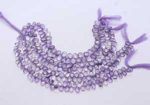 Perles d'améthyste rose naturelle lisses en forme de poire, taille briolette 5x7-6x8 MM, perles de pierres précieuses d'améthyste, brin de 8 pouces, perles facettées, par le grossiste - Product Image 6