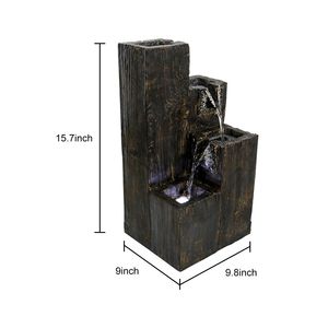 Fuente de Agua Decorativa de Interior de 15.7 Pulgadas con Base de Madera Artificial de Poliresina y Luz LED para Hogar u Oficina - Product Image 5