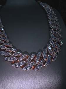 สร้อยคอแบบ Cuban Link ชุบทองคำสีกุหลาบ ประดับเพชร Moissanite VVS รับรองโดย IGI สำหรับทุกเพศ กำลังเป็นที่นิยม ขายดีที่สุด สินค้าขายดี ฮิปฮอป หรูหรา - Product Image 4