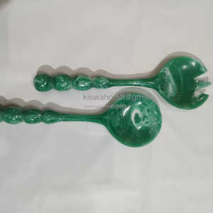 Ensemble de service à salade en résine fait main de qualité supérieure, design chaleureux, nouvelle arrivée, rose bébé, vert foncé, passe au lave-vaisselle et au micro-ondes, pour la maison - Product Image 5