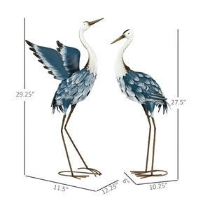 Ensemble de 2 statues de héron bleu pour jardin, 29'' et 27,5'', sculptures d'oiseaux debout pour la décoration de pelouse, patio et jardin - Product Image 3