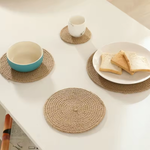 Sustainable Classic Natural Woven Jute Tea <b>Coffee</b> Coaster Set <b>Rustic</b> Home Decor Bulk - Product Image 1