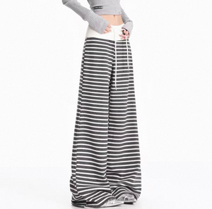 Pantalon large oversize rayé pour femme, style streetwear décontracté, taille haute, coupe ample, style coréen, pantalon de survêtement - Product Image 3