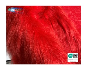 Tissu en fausse fourrure de luxe rouge à poils longs de 100 mm en acrylique et polyester, haute qualité Thaïlande - Product Image 5