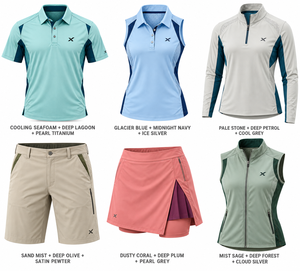 Vêtements de golf personnalisés pour l'été et les températures chaudes |   Six variations de couleur bleu clair |   Fabricant OEM ODM |   X Sports City | - Product Image 5