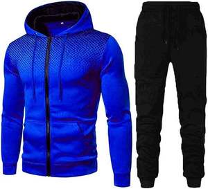 Survêtement blanc à capuche pour homme, coupe droite, couleur unie, respirant, en polyester et coton, avec poches latérales et fermeture éclair, idéal pour l'automne - Product Image 3