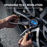 High Precision Tire Pressure Gauge Inflator Gun with Flexible Hose Quick Connect Air Chuck for Car Truck Motorcycle