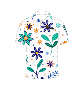 เสื้อโปโลผู้ชายลายดอกไม้สีสันสดใส พิมพ์ลายทั้งตัว แขนสั้น สไตล์ลำลอง สำหรับเล่นกอล์ฟ - Product Image 1