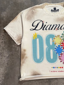 High-Quality Diamante 08 Crop T-<b>Shirt</b> With Tropical Print Men's Short Sleeve O-Neck Street Style Jersey Cotton Top - Product Image 4