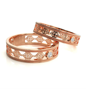 แหวนคู่รักลายฉลุโรแมนติกสไตล์คริสเตียนชุบทองคำขาว 925 จาก Bindi Jewels - Product Image 3