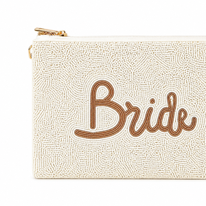 Luxury Handmade Personalized <b>Bride</b> Glass Beaded Coin Purse Wedding Bridal Zip Pouch Custom Beaded Cosmetic Pouch Women Gift OEM - Product Image 6