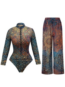 Maillot de bain une pièce pour femmes, avec pantalon de plage, protection UV, manches longues, vêtements de plage pour femmes, vêtements de surf - Product Image 3