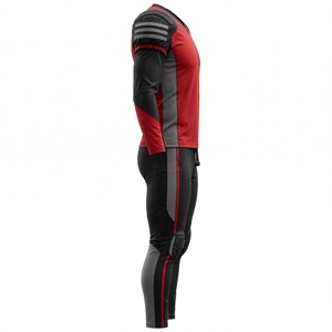 Ensemble de maillot de football sans manches pour homme, rouge et noir, col en V, respirant, anti-humidité, taille élastique ajustée, uniforme en polyester - Product Image 3