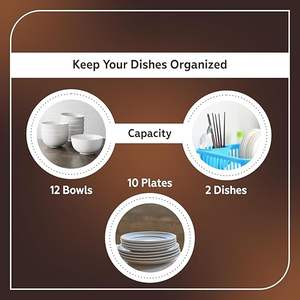 Égouttoir à vaisselle en plastique durable avec plateau de séchage (45 x 32 x 18 cm, Marron) - Product Image 5