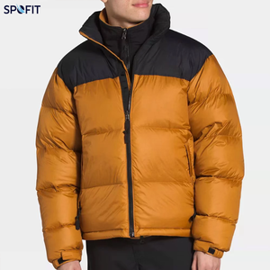 Chaqueta de Plumón para Hombre SPOFIT con Bloques de Color, Cuello Alto, Abrigo de Invierno Casual, Cortavientos, Cierre de Cremallera Grueso, Ajuste Regular - Product Image 1