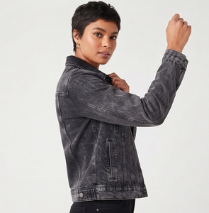 Manufacture <b>Denim</b> Crop <b>Jacket</b> Women's 100% Cotton Button Down Jeans Crop <b>Jackets</b> Ladies Turn Down Collar <b>Denim</b> Jean Crop Coat - Product Image 4