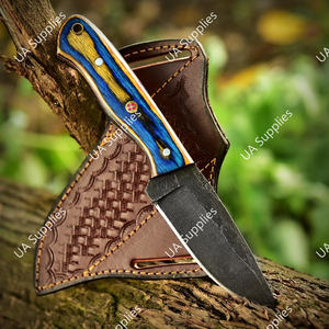 Cuchillo Profesional de Hoja Fija para Caza y Camping, EDC, de Alta Calidad, con Soporte OEM/ODM, Acero al Carbono, Mango de Madera Pakka, Funda de Cuero - Product Image 2